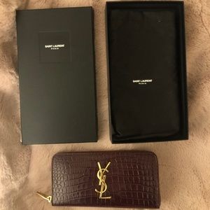 YSL Saint Laurent Embossed Monogram Wallet